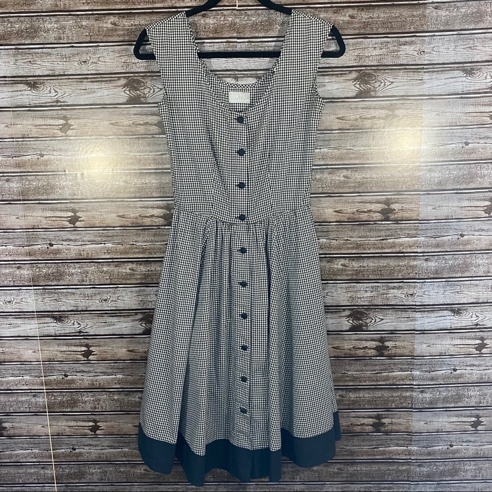 ESprit- vintage Checkered Black/White Button Front Dress